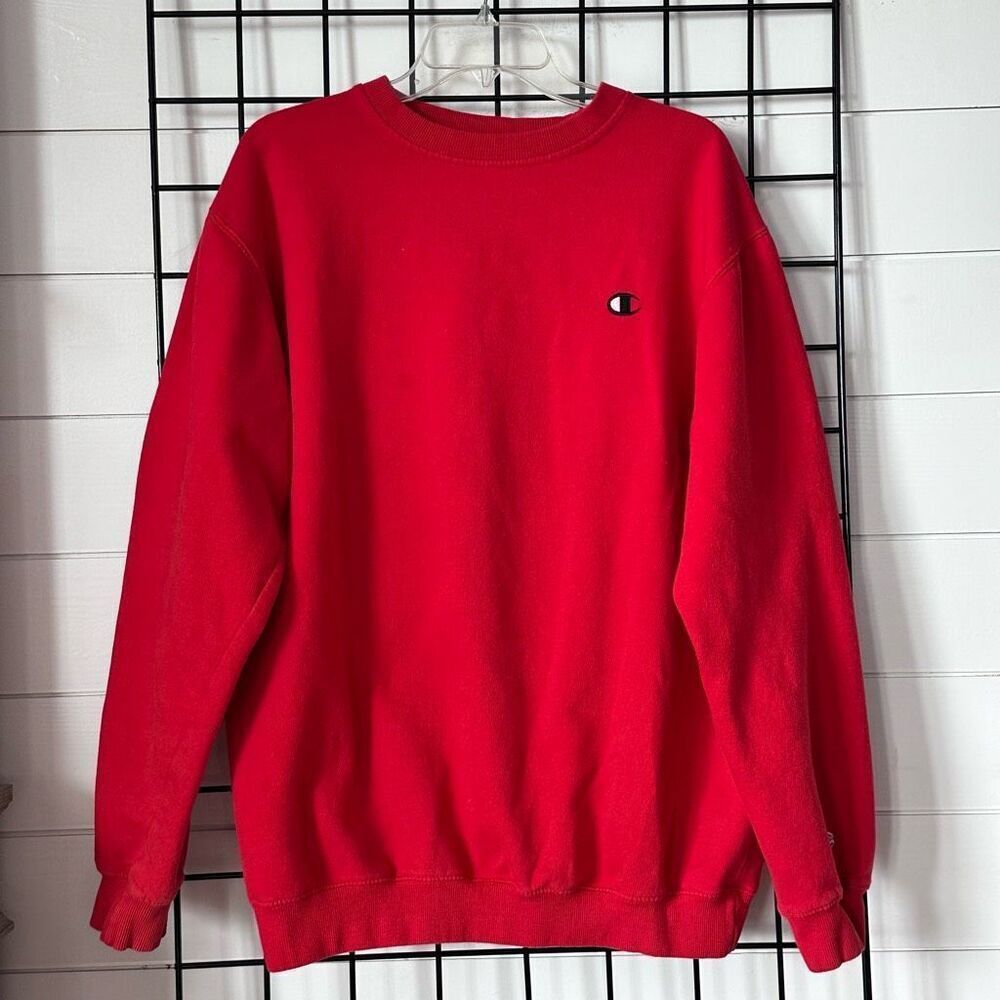VTG Champion Crewneck Pullover Sweatshirt Mens LT Red Y2K 90s Loungewear